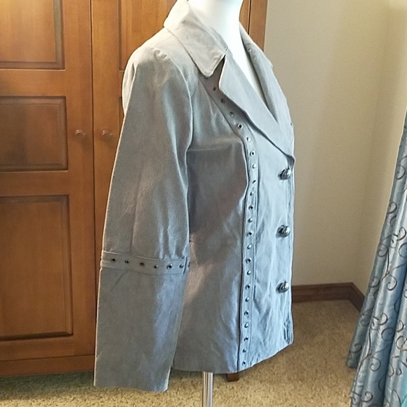 ⬇️ Bradley NWT suede leather studded gray jacket - Picture 2 of 8